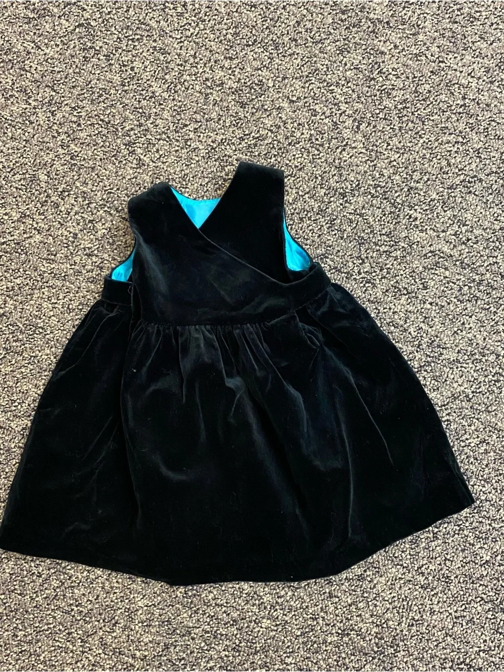 True Vintage Baby Gap Black Velvet Jumper Dress Blue Lining Size 6-12 Months